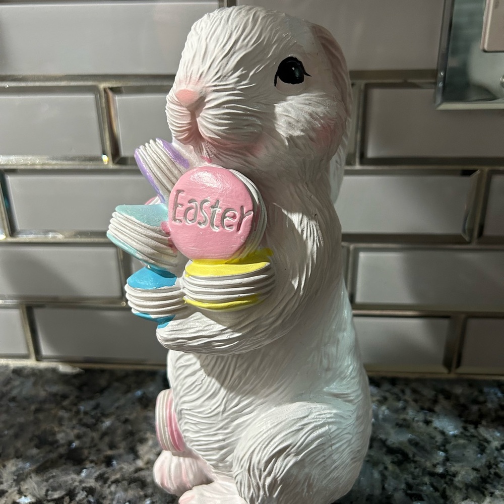 Charming Easter Bunny Figurine with Colorful Discs